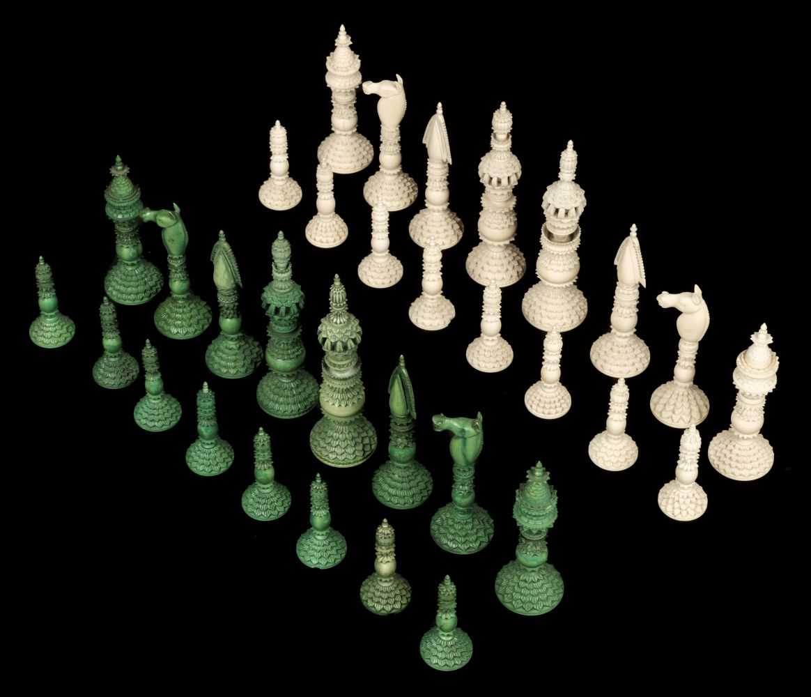 Lot 252 - Chess. An Indian ivory 'Pepys' chess set circa 1820