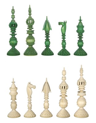 Lot 252 - Chess. An Indian ivory 'Pepys' chess set circa 1820