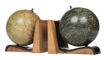 Lot 118 - Globes. Globe bookends. Philips Popular Celestial and Terrestrial Globes, circa 1950