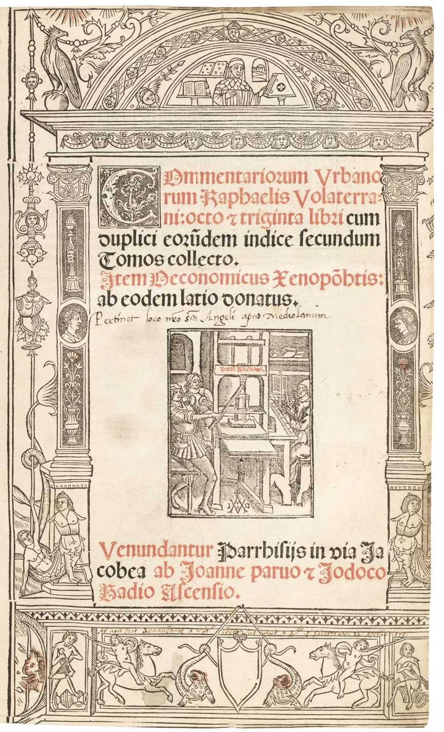 Lot 229 - Maffei (Raffaele, called Volaterranus). Commentariorum Urbanorum Raphaelis Volaterrani, 1511