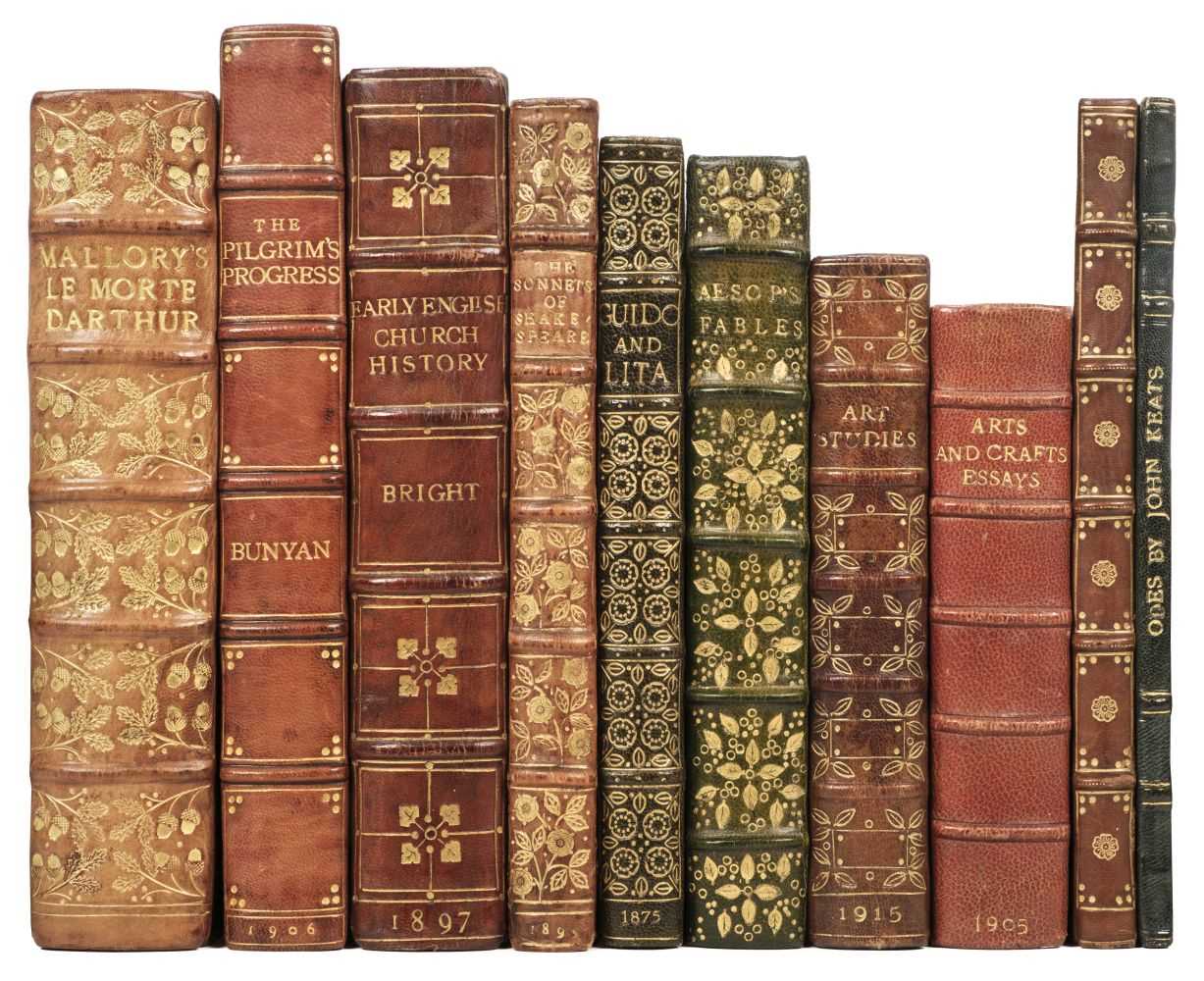 Lot 525 - Bindings. A collection of ten Arts & Crafts style bindings