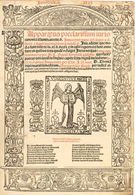 Lot 234 - Innocent IV (Pope). Apparatus preclarissimi iuris canonici illuminatoris, 1525