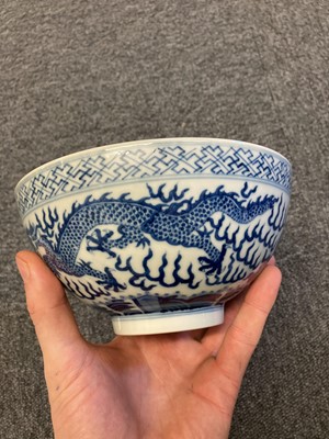 Lot 294 - Bowl. A Chinese porcelain dragon bowl, late Qing Dynasty