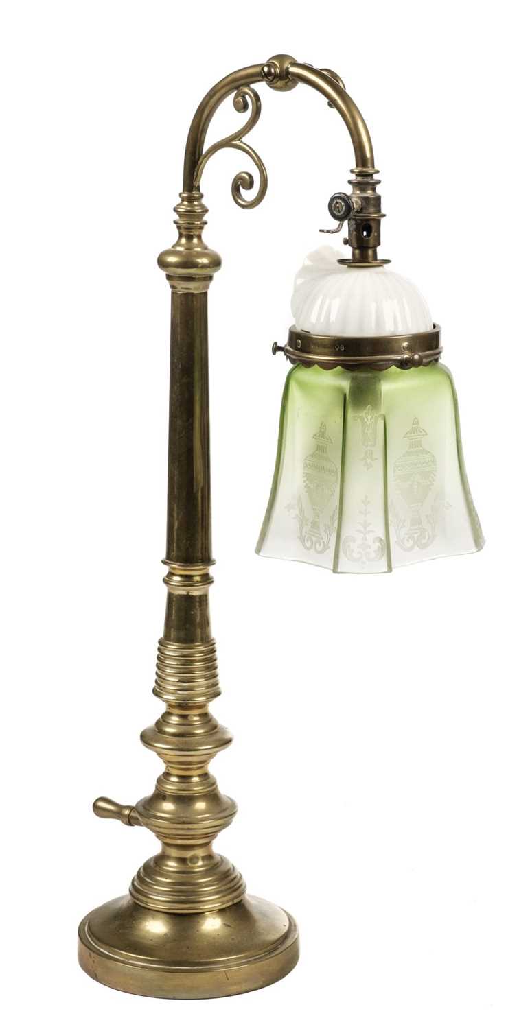 Lot 275 - Lighting. Art Nouveau brass table lamp