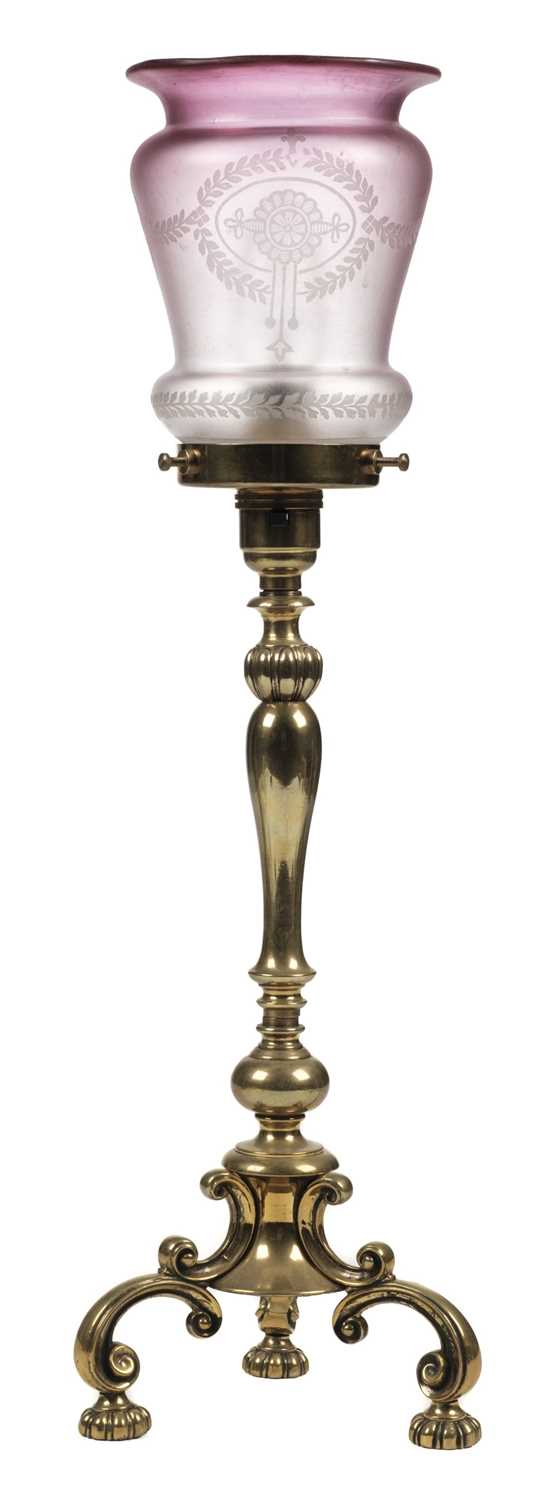 Lot 274 - Lighting. Art Nouveau brass table lamp