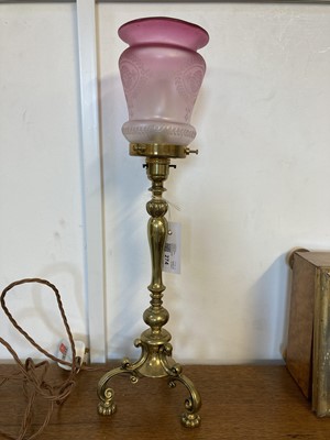 Lot 274 - Lighting. Art Nouveau brass table lamp