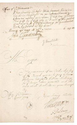 Lot 205 - Flamsteed (John, 1646-1719). Autograph document signed