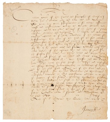 Lot 207 - James VI & I (1566-1625). Letter signed, 1586