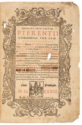 Lot 239 - Terence. Habes hic amice lector, P. Terentii Comoedias, 1533