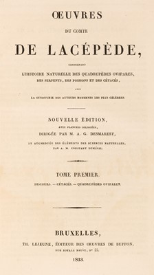 Lot 188 - Lacépède (Bernard Germain de). Oeuvres du Comte de Lacépède,  1833-35