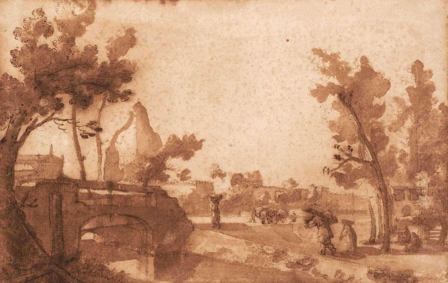 Lot 17 - Cantagallina, Remigio (1582-1630) View of Pisa, pen and brown wash