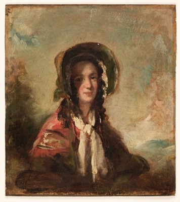 Lot 80 - Geddes (Andrew, 1783-1844), Manner of, Portrait of a Young Woman in a Bonnet