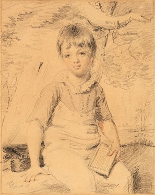 Lot 81 - Hoppner (John, 1758-1810), Portrait of a Boy holding a Book in a Landscape