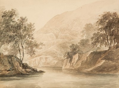 Lot 147 - English School. A Mountain Lake, 19th century watercolour with graphite