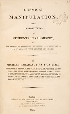 Lot 184 - Faraday (Michael). Chemical Manipulation, 1827