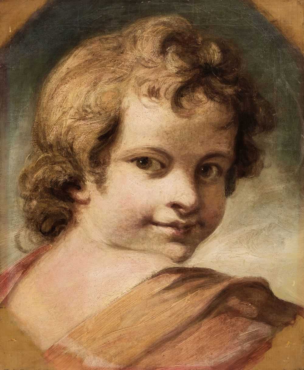 Lot 6 - Reynolds, Sir Joshua (1723-1792), Head of an Angel, or Child, after Correggio, oil on canvas