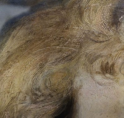 Lot 6 - Reynolds, Sir Joshua (1723-1792), Head of an Angel, or Child, after Correggio, oil on canvas