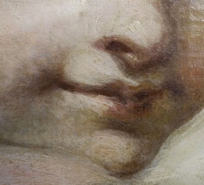Lot 6 - Reynolds, Sir Joshua (1723-1792), Head of an Angel, or Child, after Correggio, oil on canvas