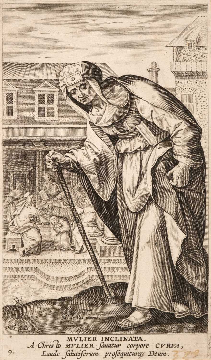 Lot 40 - De Vos (Martin). Mulier Inclinata (plate 9 from Icones Illustrium Feminarum Novi Testamenti), circa 1590-1612, etching