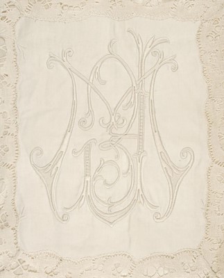 Lot 398 - Linen. A collection of monogrammed table and bed linen, 19th/early 20th century