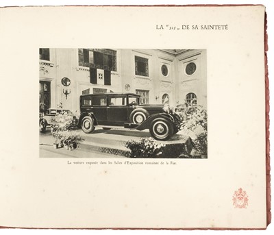 Lot 359 - La Fiat au Vatican."Bienvenue Soit La Fiat!", Turin, Rome, le 20 Avril 1929 (VII)