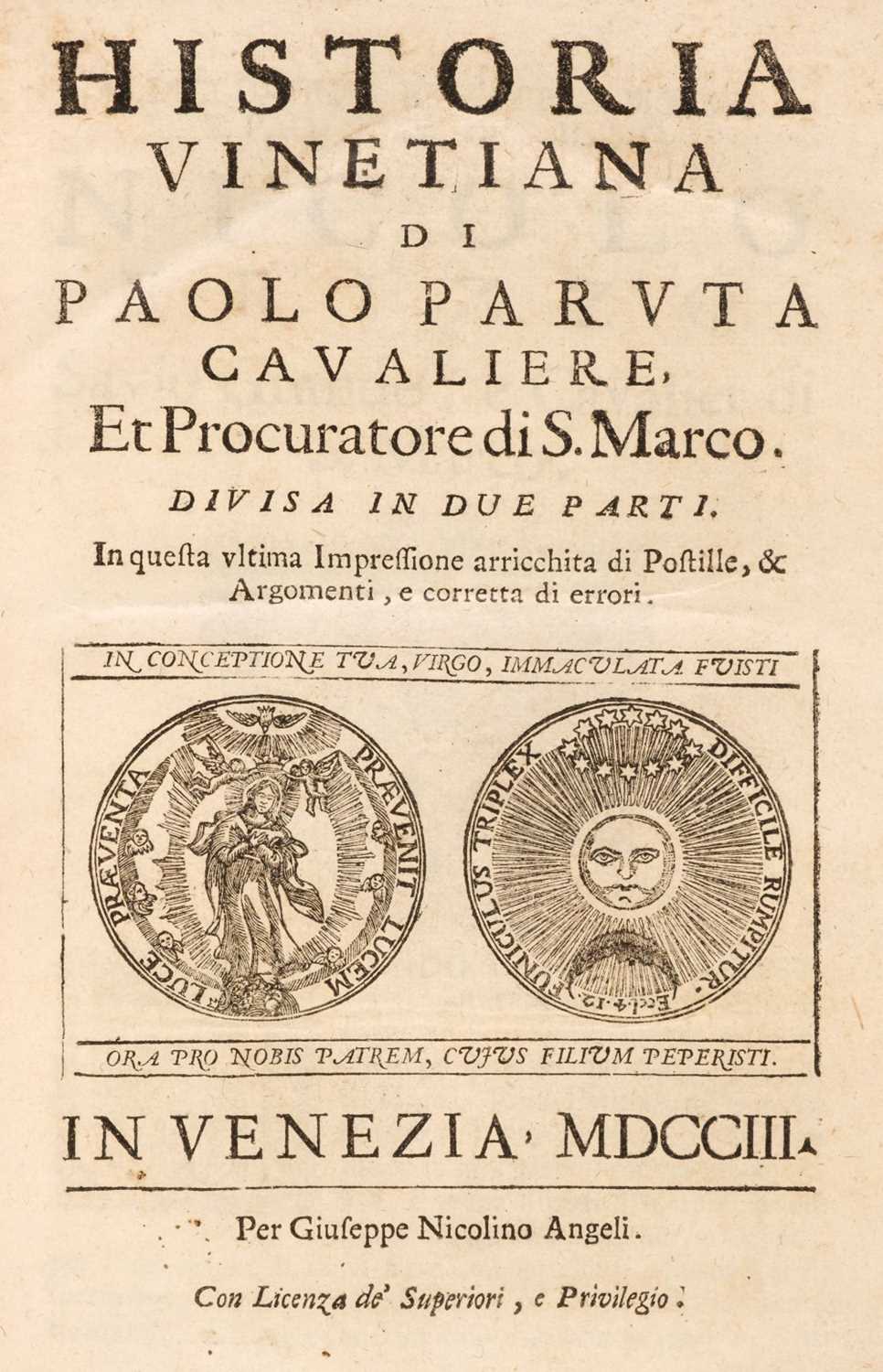 Lot 22 - Paruta (Paolo). Historia Vinetiana, 2 parts in 1m, 1703