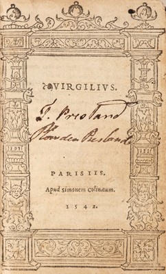 Lot 202 - Virgil. Virgilius [Opera], Paris: Simonem Colinaeum, 1542