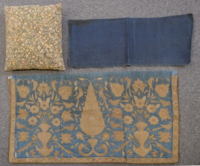 Lot 383 - Embroidered panel. A decorative metalwork panel, probably English, 17th century