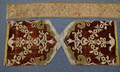 Lot 383 - Embroidered panel. A decorative metalwork panel, probably English, 17th century