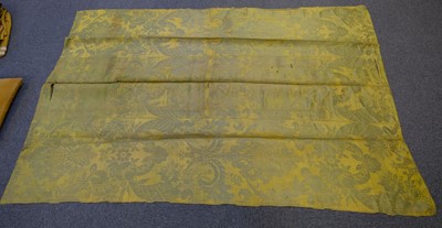 Lot 375 - Curtains. A collection of 18th and 19th century damask curtains and fabric