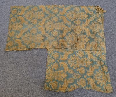 Lot 375 - Curtains. A collection of 18th and 19th century damask curtains and fabric