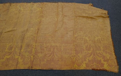 Lot 375 - Curtains. A collection of 18th and 19th century damask curtains and fabric