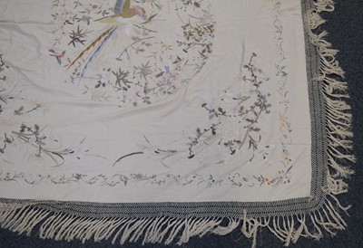 Lot 366 - Chinese. A large embroidered shawl, late 19th/early 20th century