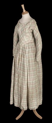 Lot 378 - Dress. A chequered cotton day dress, circa 1850