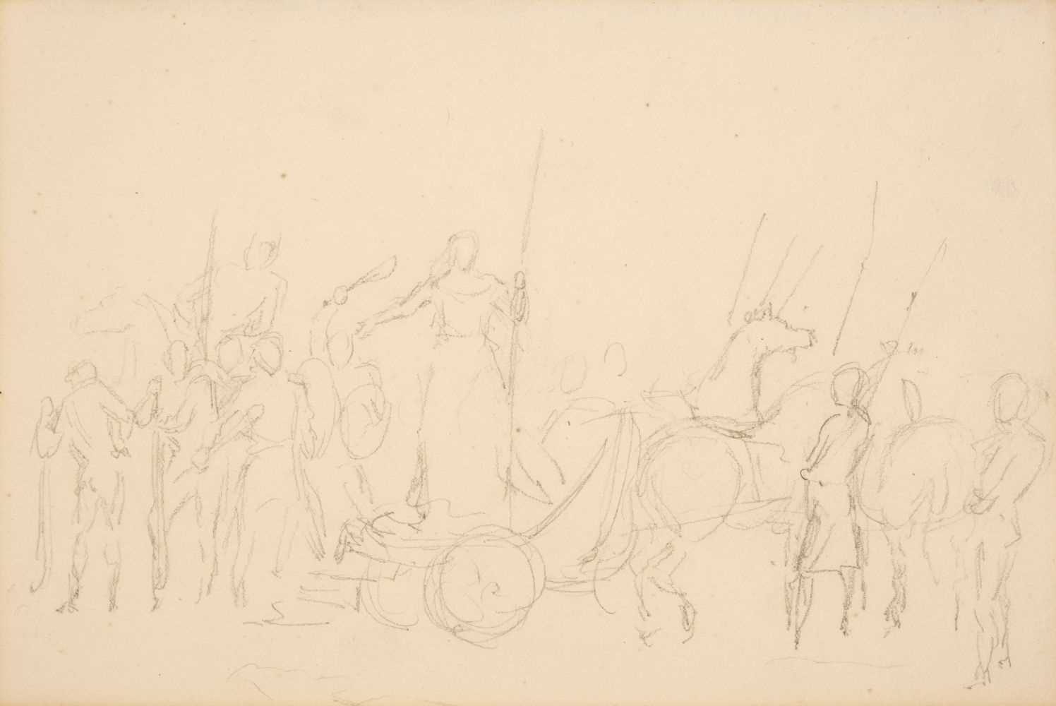 Lot 149 - Sir John Everett Millais, Boadicea in Triumphal Procession, pencil on wove paper, c. 1845