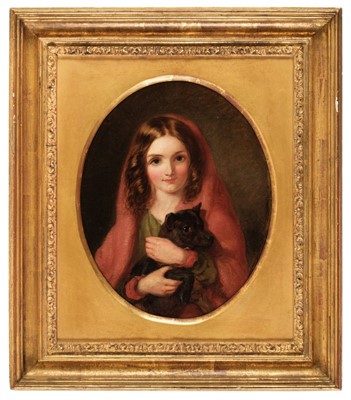 Lot 96 - Faed (Thomas, 1826-1900), Portrait of a Young Girl with her Dog, oil on canvas