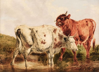 Lot 107 - Willis (Henry Brittan, 1810-1884), Cattle standing in a Stream in a Landscape, oil on canvas