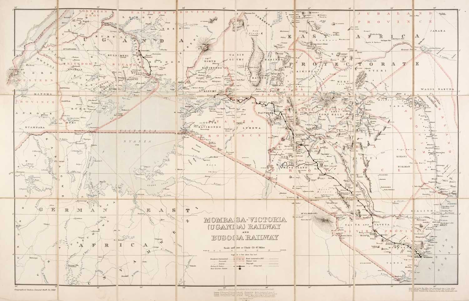Lot 107 - Africa. Stanford (E. publisher). Mombasa-Victoria (Uganda) Railway...., 1913