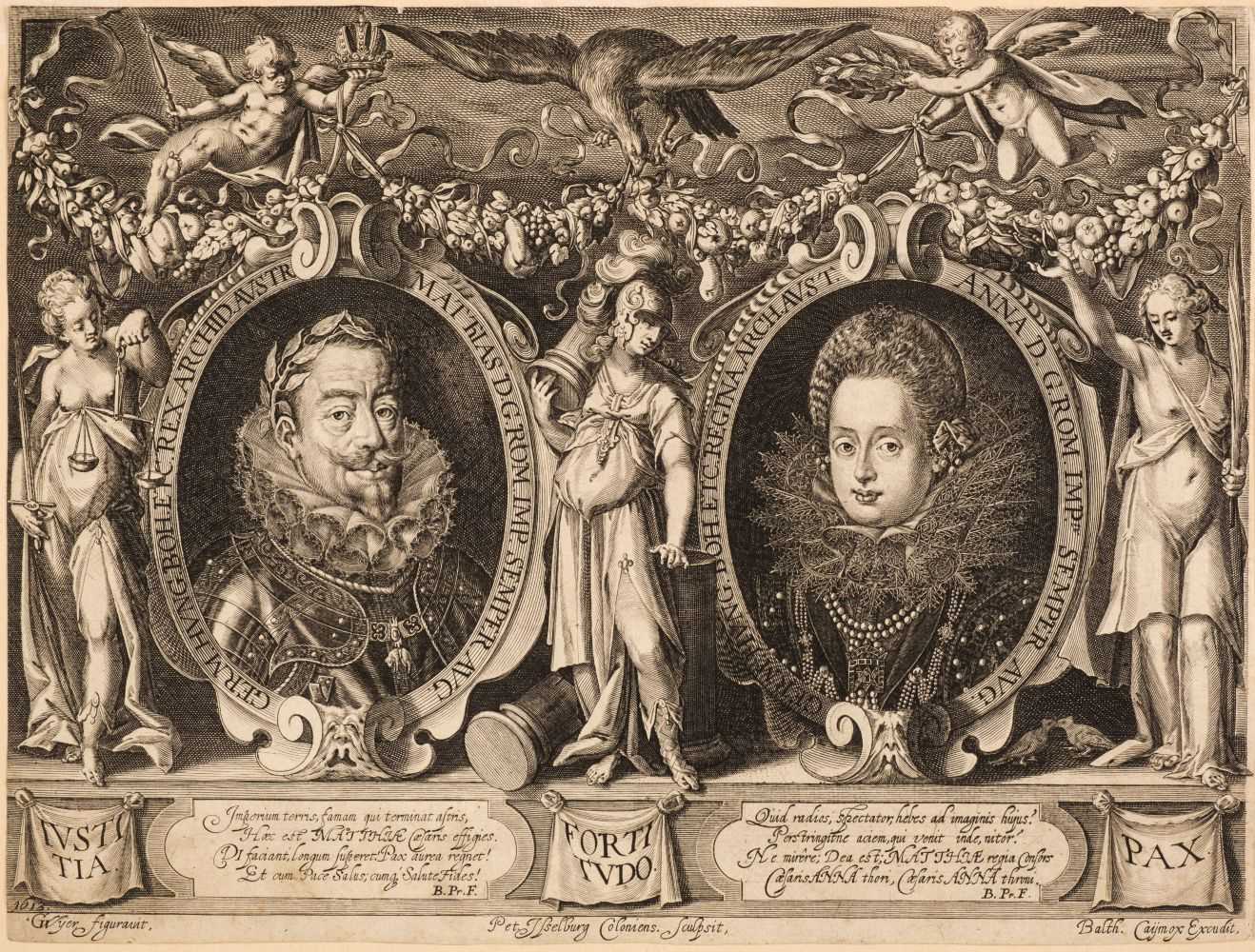 Lot 47 - Isselburg (Peter, circa 1568/1580-1630). Double Portrait of the Holy Roman Emperor Matthias and Queen Anna