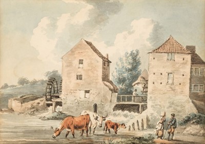 Lot 109 - Le Cave (Peter, active c.1769-1816). Cattle Watering by a Mill