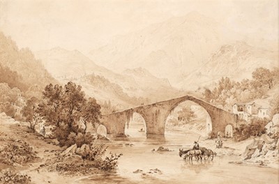 Lot 135 - Boug d'Orschwillier (Hippolyte de, 1810-1868). Two sepia landscapes