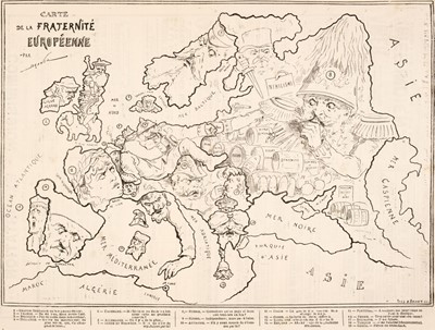 Lot 108 - Allegorical Maps. Le Charivari (publisher), Carte de la Fraternite Europeene, circa 1880