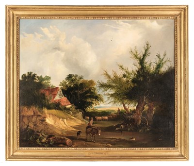 Lot 106 - Williams (Edward Charles, 1807-1881), A Rural landscape with a Cottage and Shepherds, oil on canvas