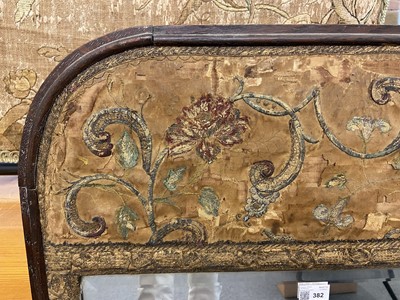 Lot 382 - Embroidered mirror. A mirror set with early embroidery, 1580-1600