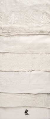 Lot 412 - Shawls. A Regency Empire-style  finely embroidered muslin shawl, circa 1800-1820, & others