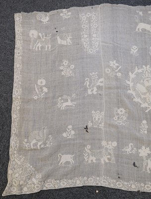 Lot 371 - Clothing. A whitework apron panel, English, circa 1720, & other whitework items