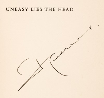 Lot 44 - Hussein of Jordan (King). Uneasy Lies The Head, 1st edition, London: Heinemann, 1962
