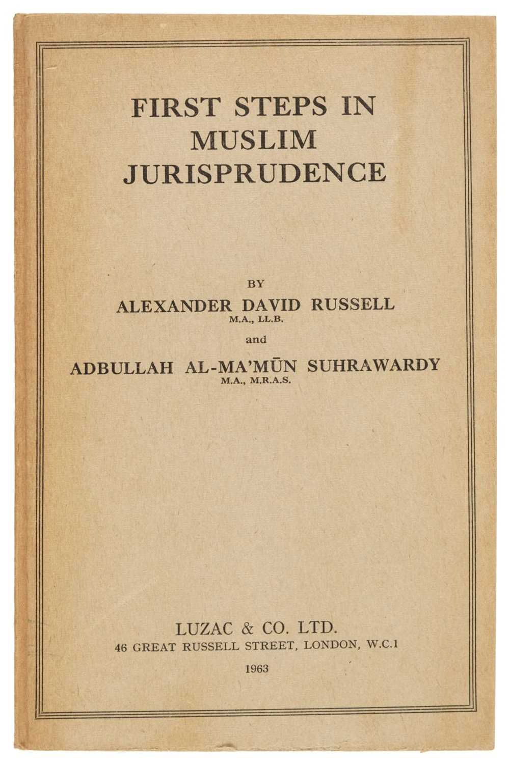 Lot 48 - Abi Zayd (Ibn). First Steps in Muslim Jurisprudence, 1963