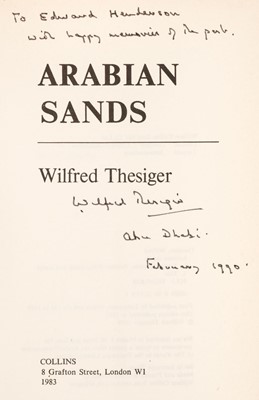 Lot 51 - Thesiger (Wilfred). Arabian Sands, London: Collins, 1983