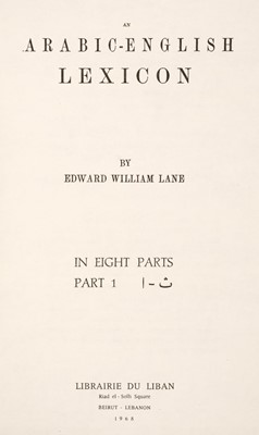 Lot 45 - Lane (Edward William). An Arabic-English Lexicon, 8 volumes, Beirut: Librairie Du Liban, 1968